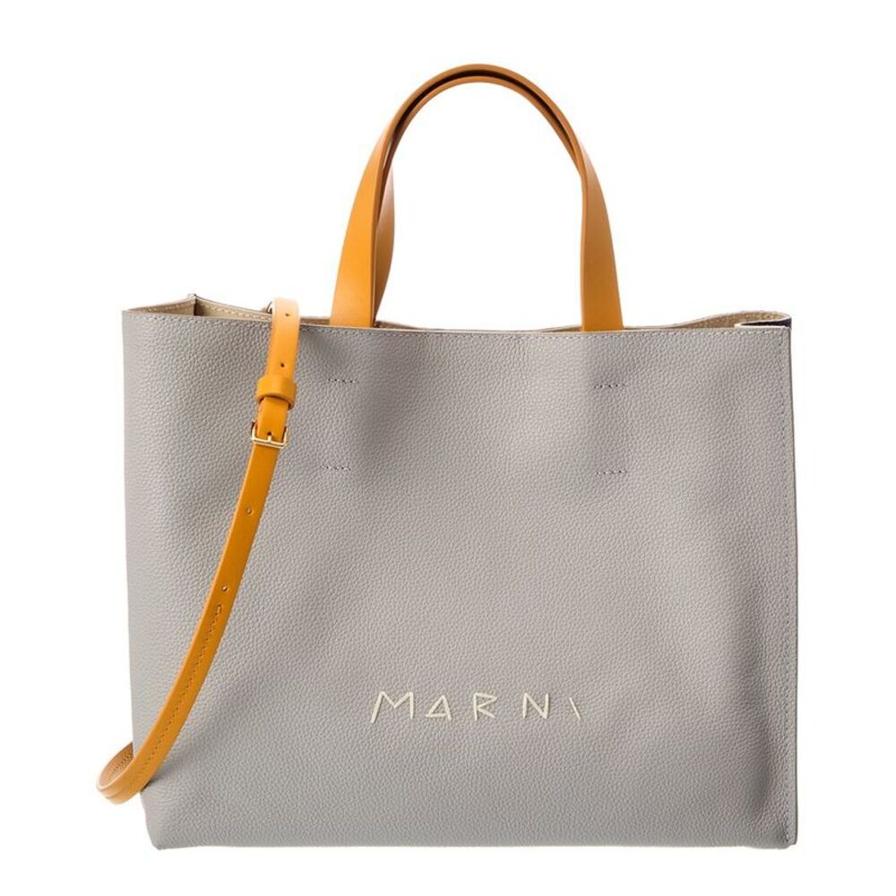 Marni Museo Leather Tote, Grey